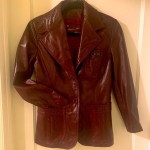 Etienne Aigner Vintage Red Leather Jacket/Blazer